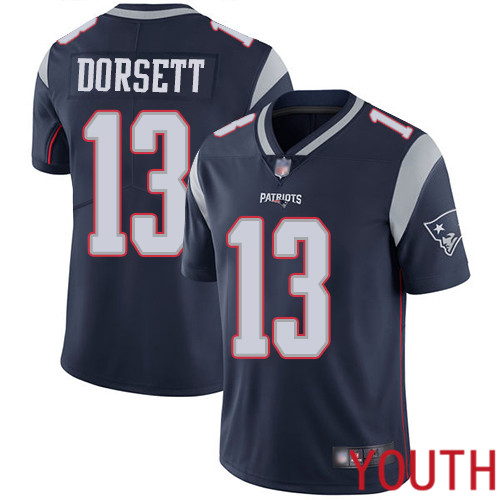 New England Patriots Football #13 Vapor Limited Navy Blue Youth Phillip Dorsett Home NFL Jersey->new england patriots->NFL Jersey